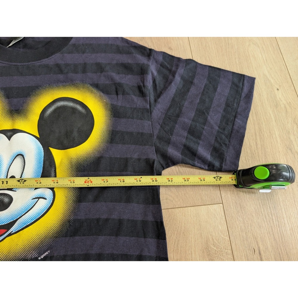 VTG Mickey Unlimited Mouse Disney Men Large Striped T Shirt Purple Black USA - Picture 5 of 8